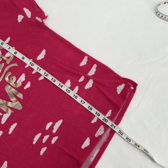 Dip Girls Graphic T-Shirt Pink White All Over Clouds Its Weekend Time Crew XL 16 - Picture 9 of 9